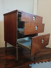 1960’s Industrial MCM Raymond Loewy Hill Rom NightstaND Cabinet with drawers