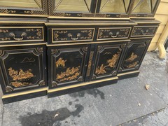 65944 Oriental KEN HILL Furniture Breakfront China Cabinet Curio with DESK