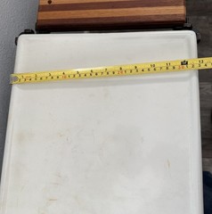 Antique Medical Storage Cabinet Heavy Metal & Enamel Top Wood Cutting Board Side