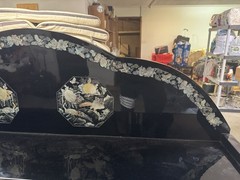 Korean Black Lacquer Mother of Pearl Cabinet Headboard