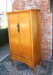 Chinese Antique 2 Drawer 2 Door Bedroom Armoire Wardrobe Cabinet