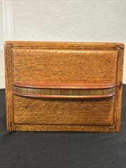 Vintage Wood 15x8x6.5” Recipe Box Card Catalog 1 Drawer Oak Library File Cabinet