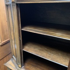 Antique 1900s Jacobean Hand Carved Solid Mahogany Wood Hutch Cabinet – 65”H 39”L