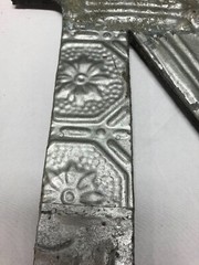 Decorative Salvaged Tin Ceiling 16″ Patchwork Silver Metal Letter N Old 1626-23B