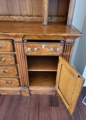 Vintage Oak China hutch cabinet by Hickory Chair Co. Custom built & finish