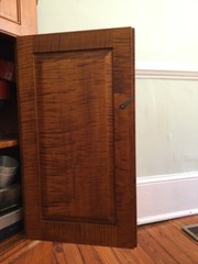Tiger maple antique reproduction corner cupboard, custom made