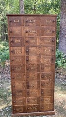 Rare Antique Oak Post Office 33 Door File Cabinet Apothecary Card Catalog Sorter