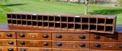 Vintage wood cubby apothecary cabinet mailbox parts bin storage organizer box