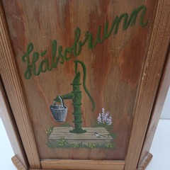 Vintage Norwegian Hand Painted Corner Cabinet Halsobrunn Health Folk Art Turns