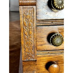 RARE Vintage J. & P. Coats Oak Spool Cabinet Brass Knobs Excellent Condition