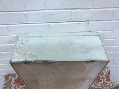 ANTIQUE SHABBY LIGHT GREEN MEDICINE CABINET CUPBOARD W/MIRROR 18 X 14 X 6” DEEP