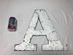 Decorative Salvage Tin Ceiling 16″ Patchwork White Metal VTG Letter A 1617-23B