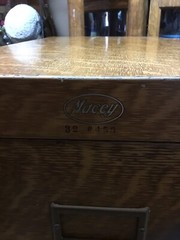 Rare Antique Macey Tiger Oak Metal Four Drawers File Cabinet Metal Body !