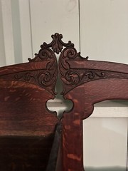 Antique china cabinet or secretary bookshelf with curved glass & claw feet