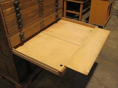 Vintage Dietzgen wood 20 drawer flat file map cabinet 45.5″ x 34.5″ x 61″ high