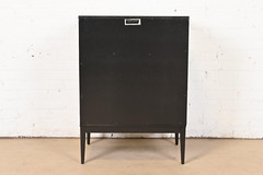 Paul McCobb Planner Group Black Lacquered Record Cabinet With Sliding Doors