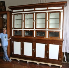 Humidor Opal Glass Tiger Oak HUMID-A-GAR Apothecary Display Cabinet GermanSilver