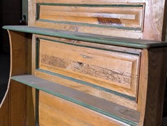 Antique Hoosier Cabinet, Kitchen Drawers, Rustic Pine, Knotted Wood, Iron Hinges