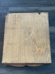 Vtg Wood Curio Cabinet Etched Musical Symbols & Juke Box Front Glass Wall Mount