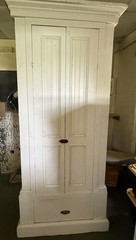 Tall Antique Painted Heart Pine Cupboard Cabinet Bead Board