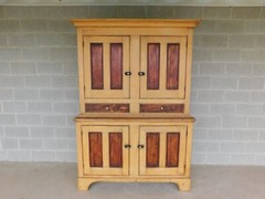 Antique Primitive 2pc Step Back Cupboard 56″w