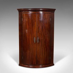 Antique Corner Cabinet, English, Bow Front, Hanging Cupboard, Georgian, C.1780