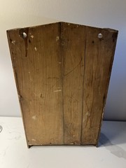 Antique Primitive Wood Apothecary Spice Cabinet Tabletop Or Hang Porcelain Knobs