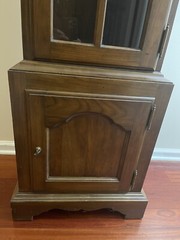 Vintage Wood Curio Cabinet Glass Doors 72.75″ H x 15″ W (20” Top) x 8”-10.5” D