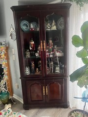 Solid Cherry Wood Corner China Cabinet in Excellent Condition