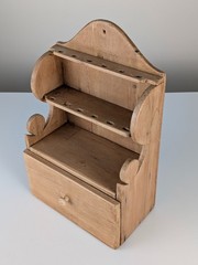 Rustic Pine Wood Cutlery Wall Furniture with Drawer, 1950s