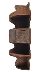 Antique Hand Carved Ornate Wood Wall Shelf Corner Cabinet Primitive Folk Art 31″
