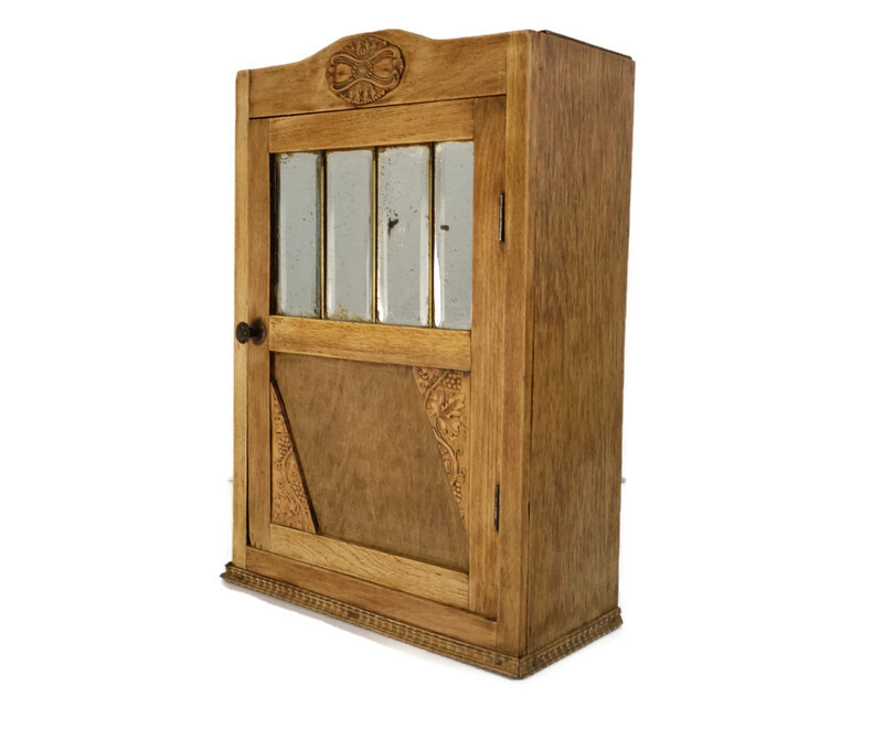 Art Deco Antique medicine Cabinet Apothecary 4 small mirror beveled Glass