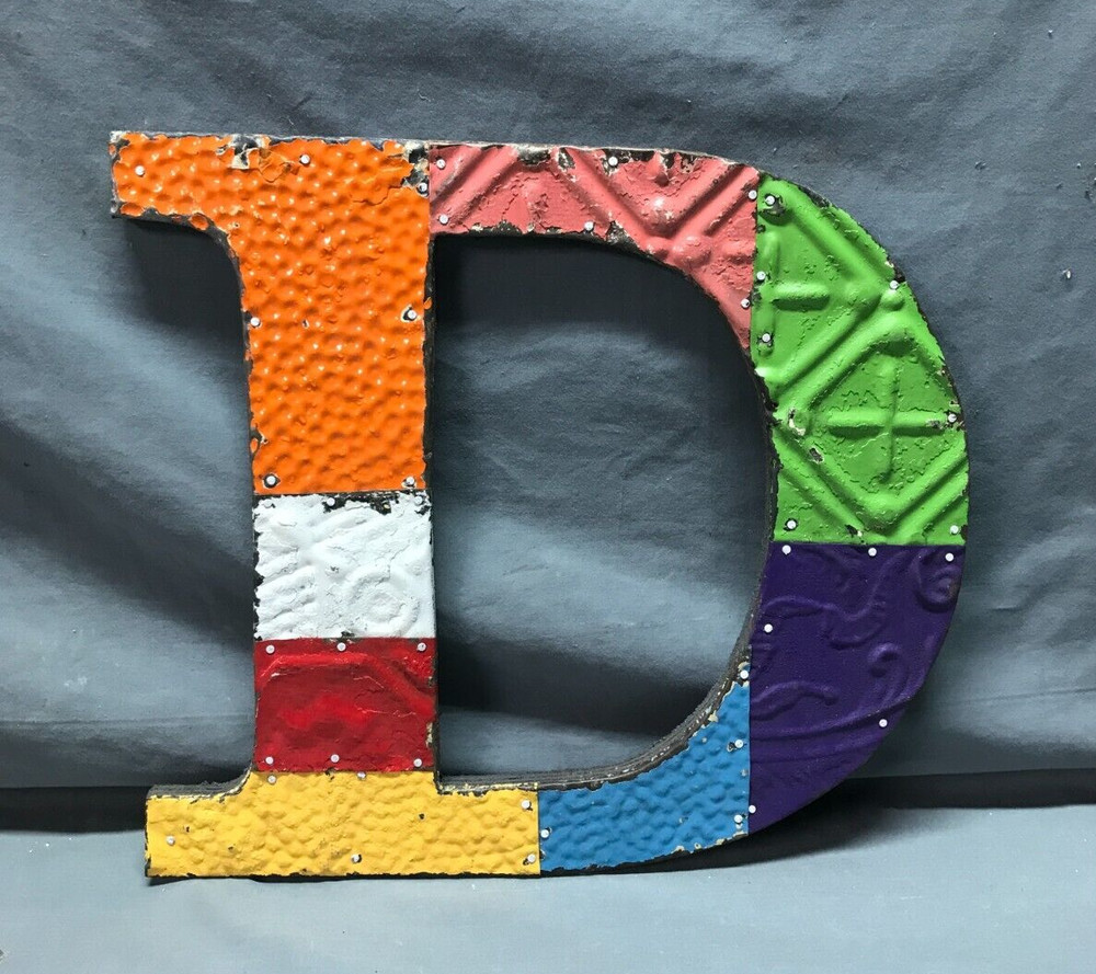 Decorative Salvaged Tin Ceiling 12″ Patchwork Mix Color Letter D Metal 354-25B