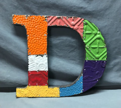 Decorative Salvaged Tin Ceiling 12″ Patchwork Mix Color Letter D Metal 354-25B