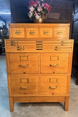 Antique American Quarter-Sawn Oak Stacking Flat File Drawer File Cabinet 1915