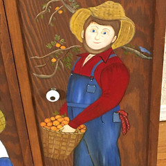 Vtg Hand Painted Spoon Rack Shelf Wall Cabinet Display Case Primitive Folk Art