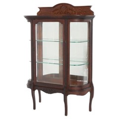 Antique RJ Horner Diminutive Oak Vitrine with Foliate Elements C1910