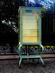 Antique Steel Medical Cabinet With Cabriole Legs