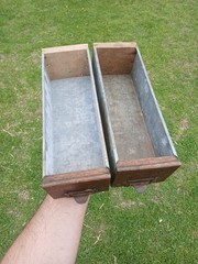 Lot Set 2- Vintage WC Heller 12″ Oak Card Slide Hardware Drawer Box Wood Slides