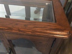 solid oak curio cabinet glass shelf glass and mirrored