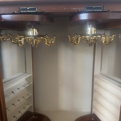 Vintage Large Wood And Glass Door Jewelry Cabinet