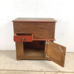 Antique Primitive Pine Farmhouse Cabinet Painted Country Cupboard Washstand