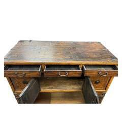 Asian Pattern Brown Black Hardware Drawers Accent Storage Cabinet GB319