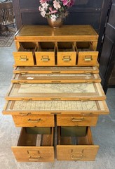 Antique American Quarter-Sawn Oak Stacking Flat File Drawer File Cabinet 1915