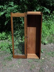Antique Solid Oak Glass Front Chimney Cabinet Bookcase Display Case Cupboard