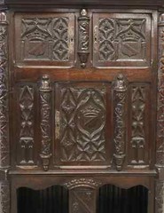 Antique Cupboard, Gothic Revival, Carved Oak, Credence, Foliates, 1800s!!