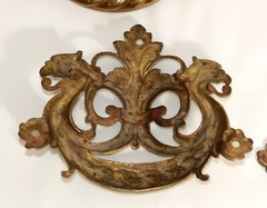 INCREDIBLE SET FOUR 18th 19thC NEOCLASSICAL GILT METAL CHEST of DRAWER HANDLES