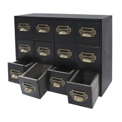 12 Drawers Vintage Tabletop Library Card Catalog Cabinet Storage Box NEW