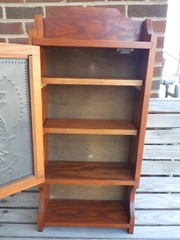 Wall Cabinet Mahogany Wood Punched Tin Pineapple Motif Farmhouse Décor