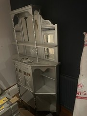 Antique Vintage Wooden Display Cabinet with Mirrors